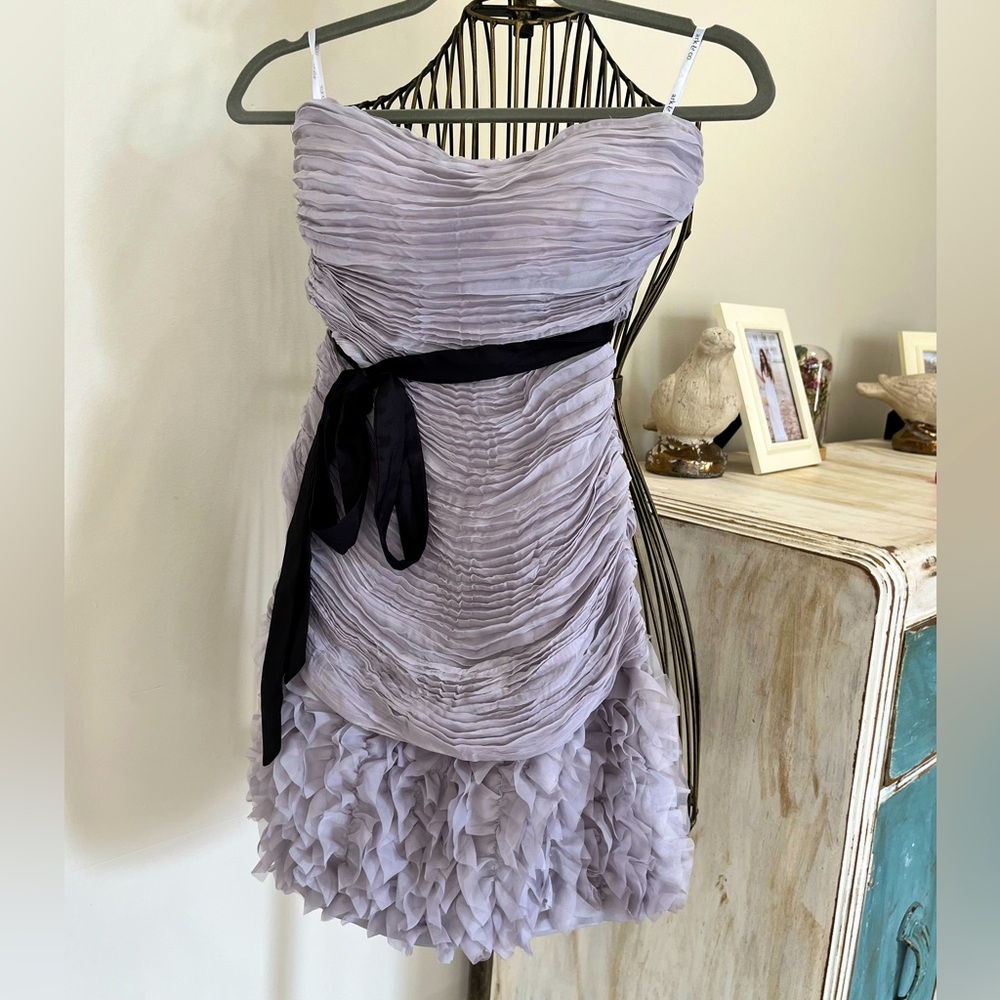Strapless ruffle dress; fully lined